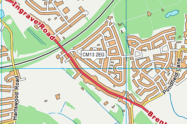 CM13 2EG map - OS VectorMap District (Ordnance Survey)