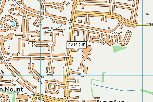 CM13 2HF map - OS VectorMap District (Ordnance Survey)