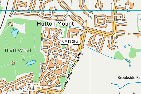 CM13 2HZ map - OS VectorMap District (Ordnance Survey)