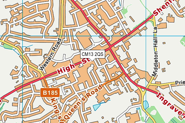 CM13 2QS map - OS VectorMap District (Ordnance Survey)
