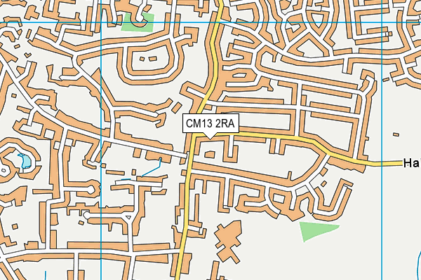 CM13 2RA map - OS VectorMap District (Ordnance Survey)