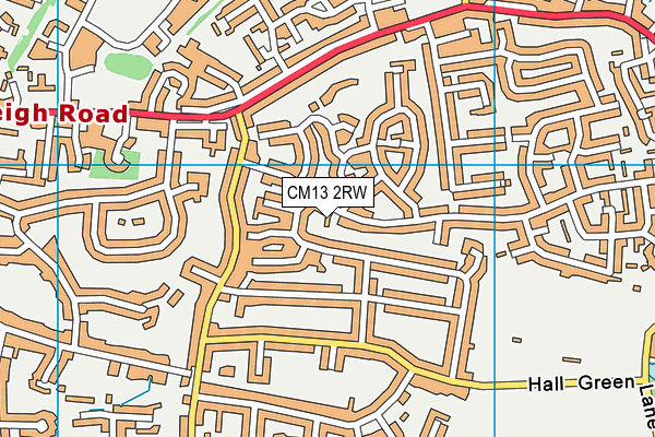 CM13 2RW map - OS VectorMap District (Ordnance Survey)