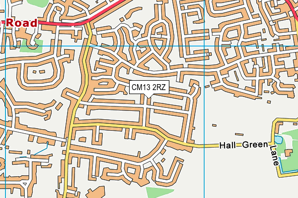 CM13 2RZ map - OS VectorMap District (Ordnance Survey)