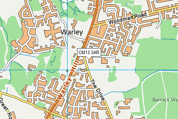 CM13 3AR map - OS VectorMap District (Ordnance Survey)