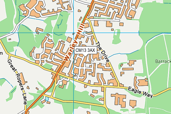 CM13 3AX map - OS VectorMap District (Ordnance Survey)