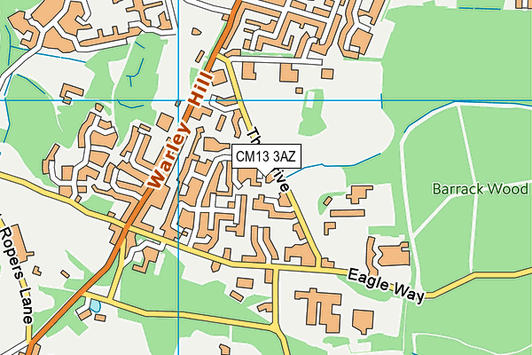 CM13 3AZ map - OS VectorMap District (Ordnance Survey)