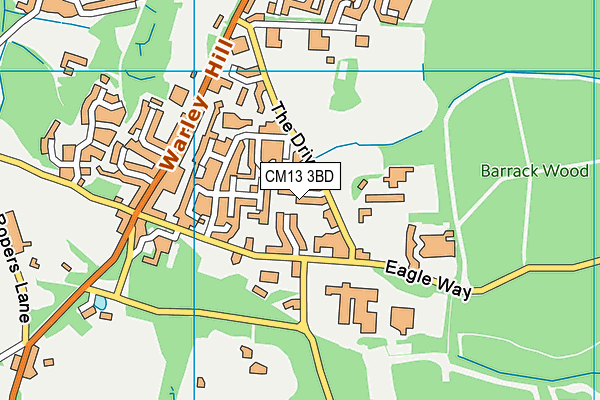 CM13 3BD map - OS VectorMap District (Ordnance Survey)