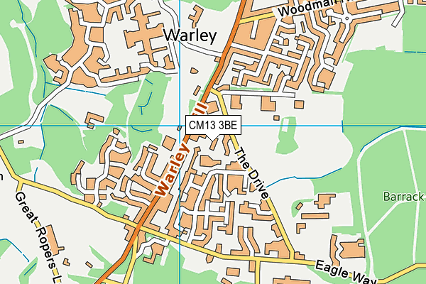 CM13 3BE map - OS VectorMap District (Ordnance Survey)