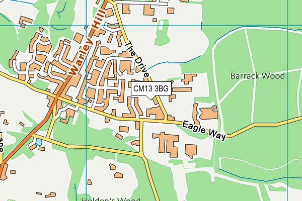CM13 3BG map - OS VectorMap District (Ordnance Survey)