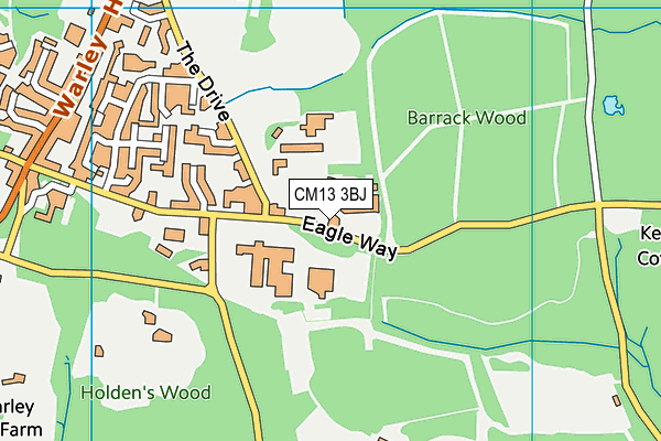 CM13 3BJ map - OS VectorMap District (Ordnance Survey)