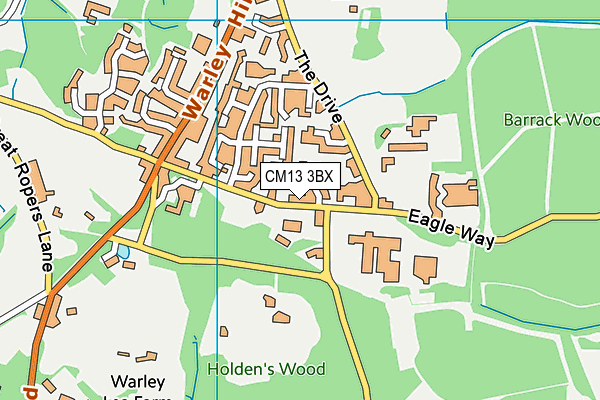 CM13 3BX map - OS VectorMap District (Ordnance Survey)