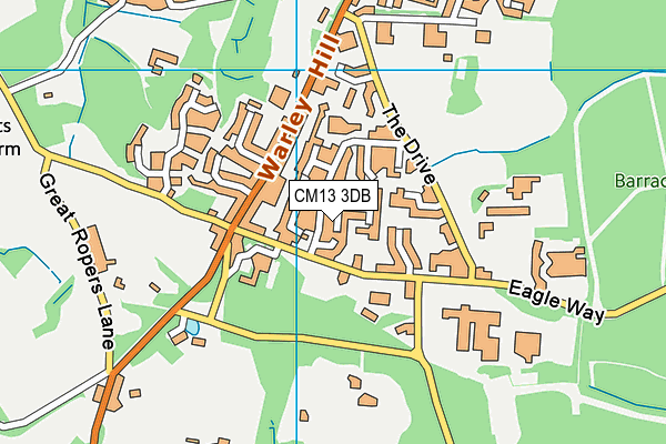 CM13 3DB map - OS VectorMap District (Ordnance Survey)
