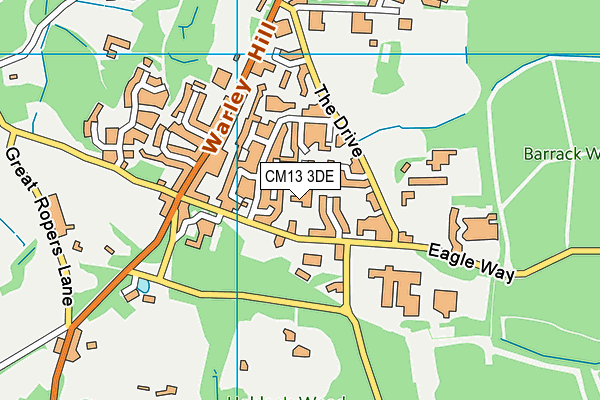 CM13 3DE map - OS VectorMap District (Ordnance Survey)