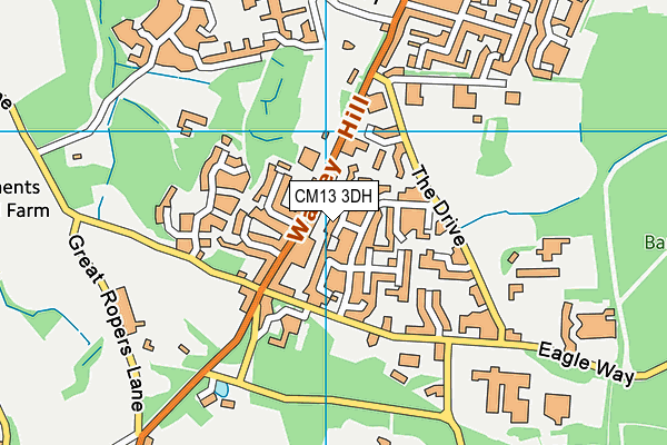 CM13 3DH map - OS VectorMap District (Ordnance Survey)