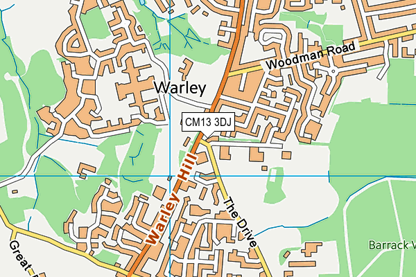 CM13 3DJ map - OS VectorMap District (Ordnance Survey)