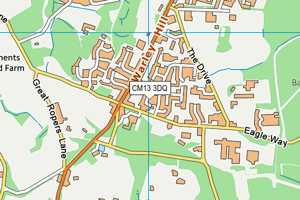 CM13 3DQ map - OS VectorMap District (Ordnance Survey)