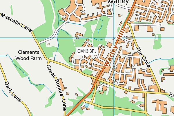 CM13 3FJ map - OS VectorMap District (Ordnance Survey)