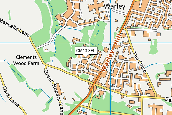 CM13 3FL map - OS VectorMap District (Ordnance Survey)