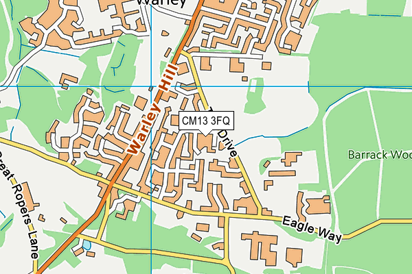 CM13 3FQ map - OS VectorMap District (Ordnance Survey)