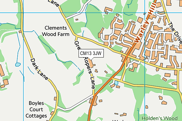 CM13 3JW map - OS VectorMap District (Ordnance Survey)