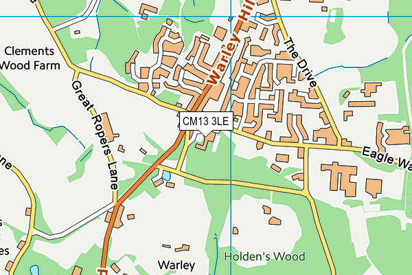 CM13 3LE map - OS VectorMap District (Ordnance Survey)