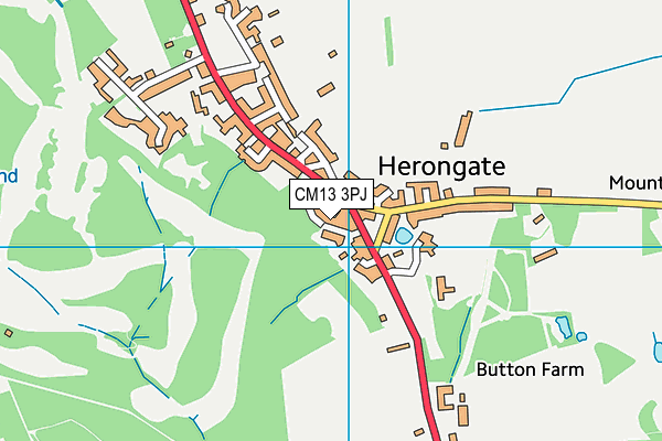 CM13 3PJ map - OS VectorMap District (Ordnance Survey)