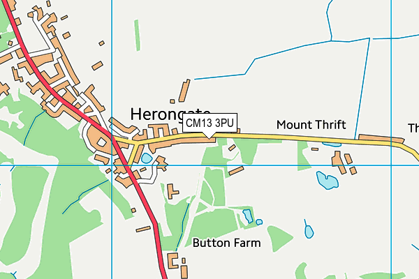 Herongate Athletic Football Club map (CM13 3PU) - OS VectorMap District (Ordnance Survey)