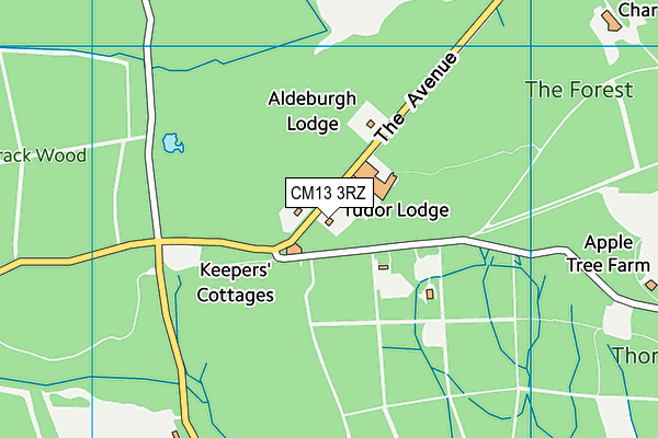 CM13 3RZ map - OS VectorMap District (Ordnance Survey)