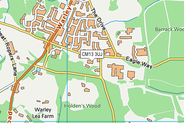 CM13 3UJ map - OS VectorMap District (Ordnance Survey)