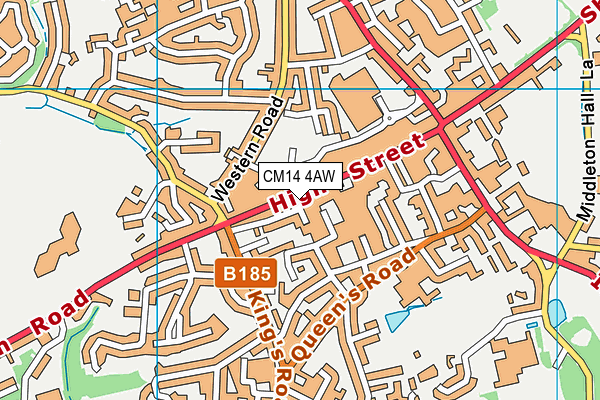 CM14 4AW map - OS VectorMap District (Ordnance Survey)