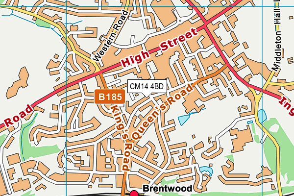 CM14 4BD map - OS VectorMap District (Ordnance Survey)