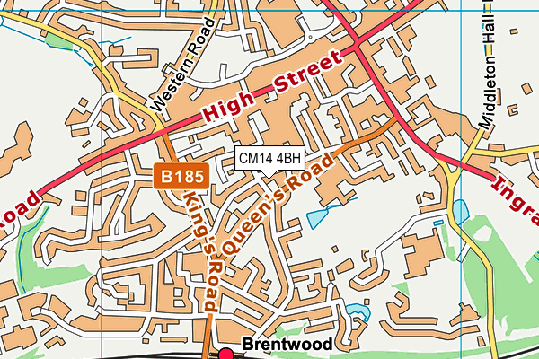 CM14 4BH map - OS VectorMap District (Ordnance Survey)