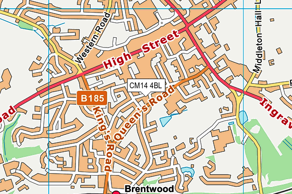 CM14 4BL map - OS VectorMap District (Ordnance Survey)