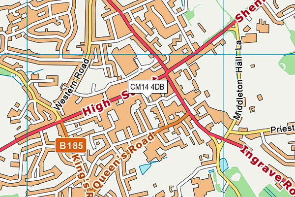 CM14 4DB map - OS VectorMap District (Ordnance Survey)