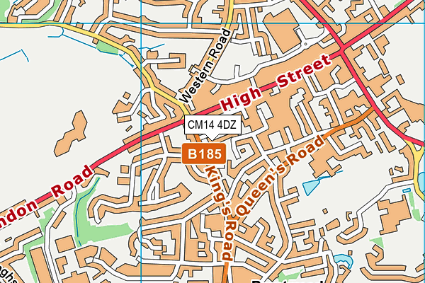 CM14 4DZ map - OS VectorMap District (Ordnance Survey)