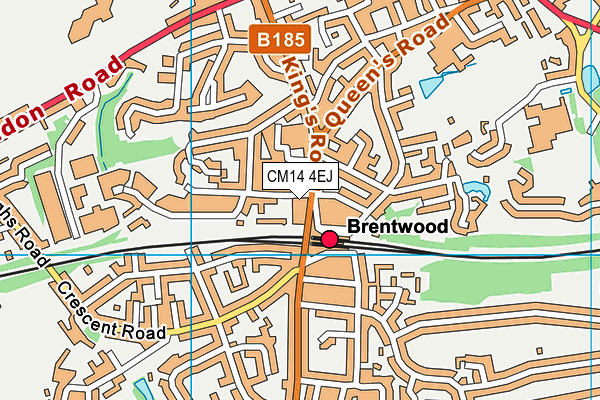 CM14 4EJ map - OS VectorMap District (Ordnance Survey)