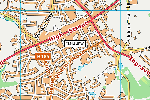 CM14 4FW map - OS VectorMap District (Ordnance Survey)