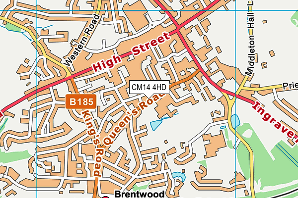 CM14 4HD map - OS VectorMap District (Ordnance Survey)