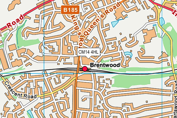 CM14 4HL map - OS VectorMap District (Ordnance Survey)