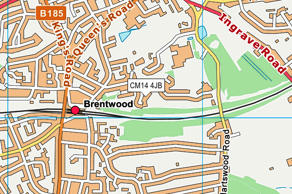 CM14 4JB map - OS VectorMap District (Ordnance Survey)