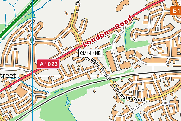 CM14 4NB map - OS VectorMap District (Ordnance Survey)