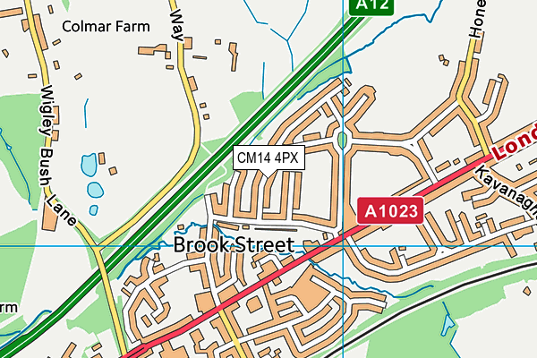 CM14 4PX map - OS VectorMap District (Ordnance Survey)