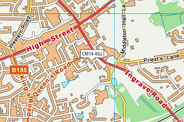 CM14 4SJ map - OS VectorMap District (Ordnance Survey)