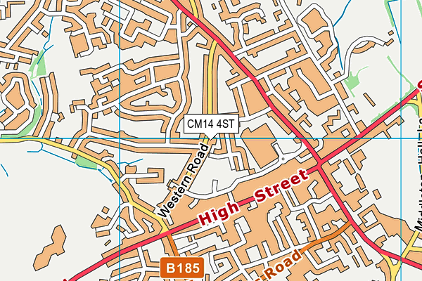 CM14 4ST map - OS VectorMap District (Ordnance Survey)