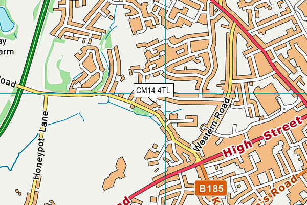 CM14 4TL map - OS VectorMap District (Ordnance Survey)