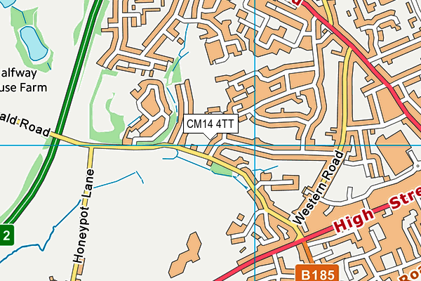 CM14 4TT map - OS VectorMap District (Ordnance Survey)