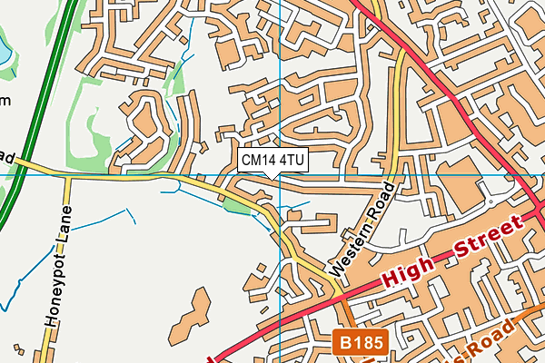 CM14 4TU map - OS VectorMap District (Ordnance Survey)