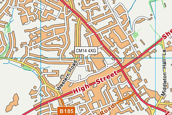 CM14 4XG map - OS VectorMap District (Ordnance Survey)