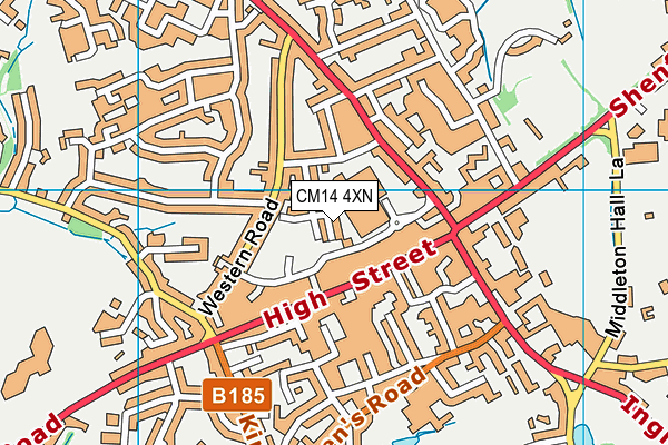 CM14 4XN map - OS VectorMap District (Ordnance Survey)