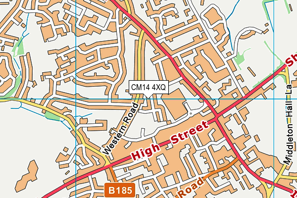 CM14 4XQ map - OS VectorMap District (Ordnance Survey)